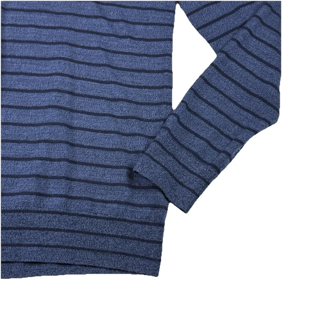 Banana Republic Baruffa Merino Wool Sweater Men's Large V Neck Blue Striped